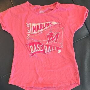 Kids Pink Miami Marlins Baseball T-Shirt